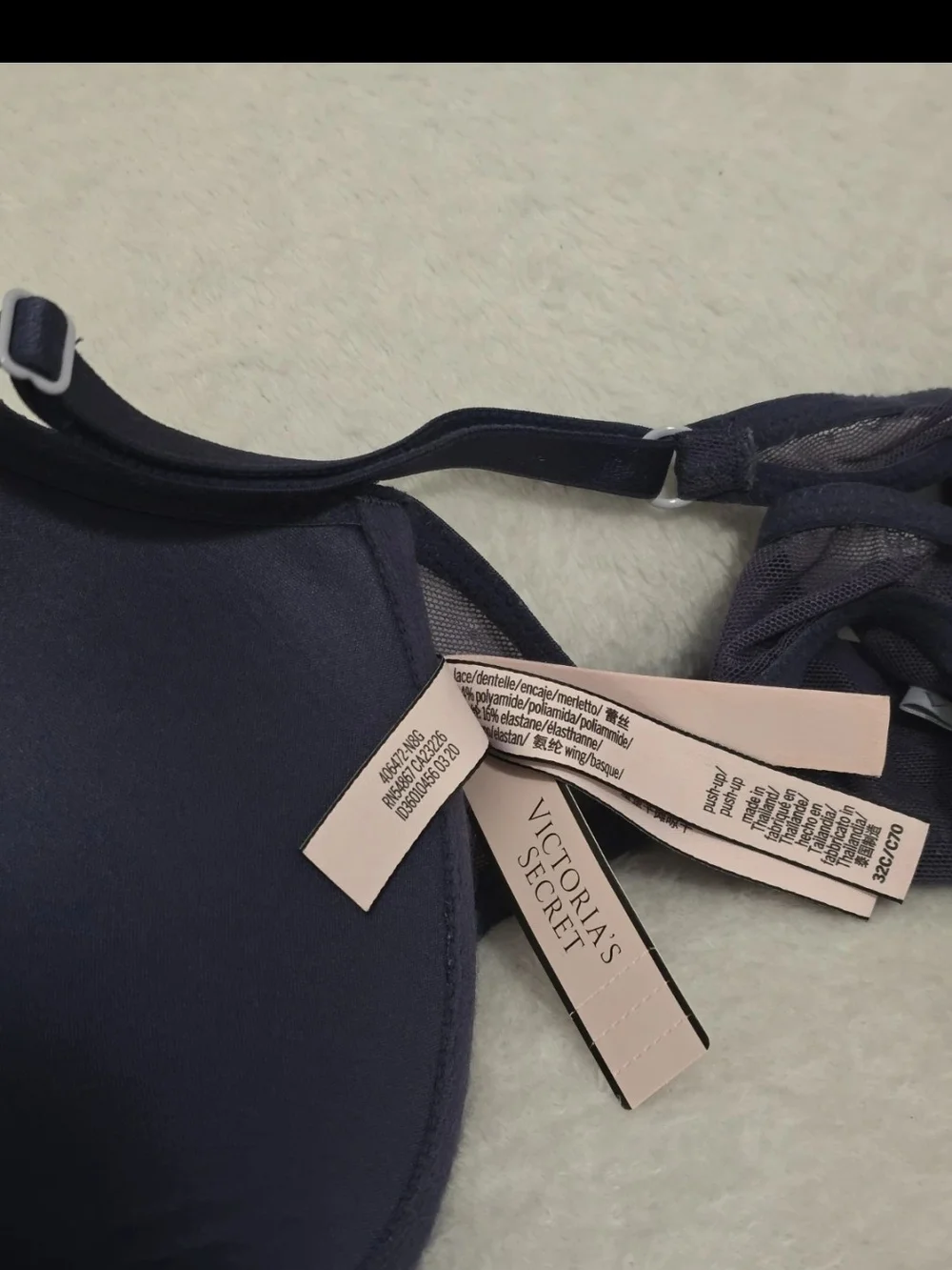 Victoria's Secret Size 32C Navy Lace Racerback Push-Up Bra